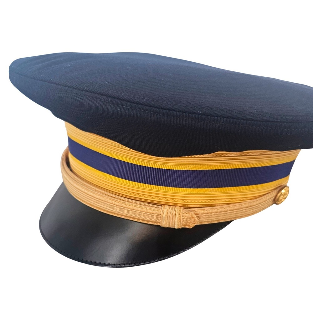 Vintage Bancroft Military Cap Navy Blue Gold Dress Hat Size 7‎ 1/8 with Box